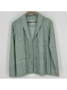 Takeo Kikuchi mint green linen-blend jacket or cardigan Shawl Collar 3 (medium)